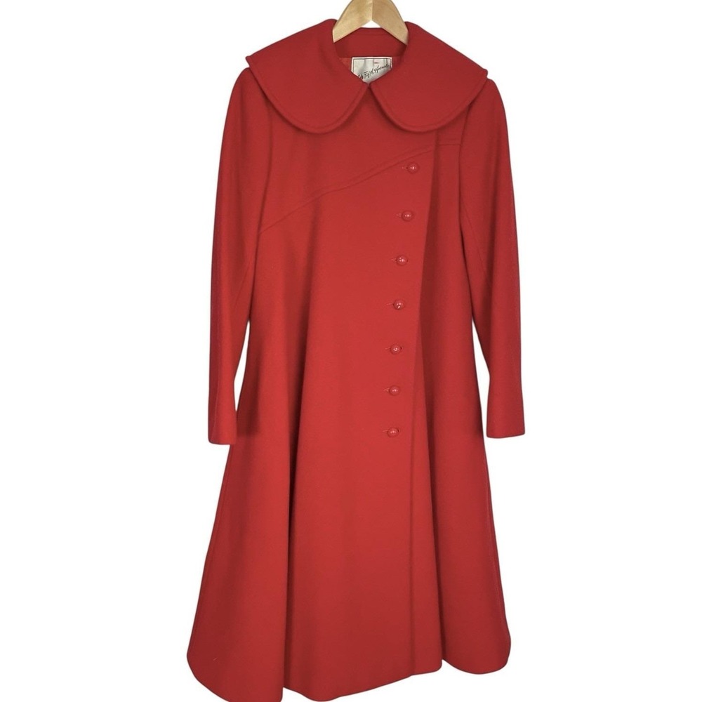 Vintage Christian Dior Womens Wool Coat Size 10 Red Saks Fifth Avenue‎ MCM Mod